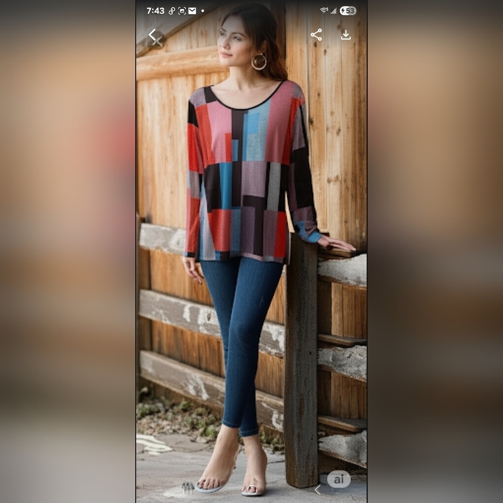 NWOT Geometric Color Block Top-Size M